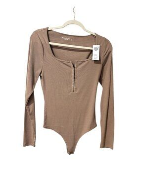 Abercrombie & Fitch Ribbed Long Sleeve Bodysuit